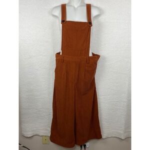 Cider Rust Orange Corduroy Wide Leg Overalls Womens Medium Bib Jumpsuit